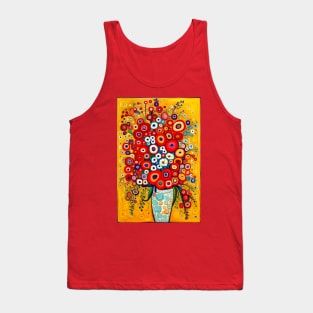 Cute Abstract Flowers in a Blue and White Vase Still Life Painting Tank Top